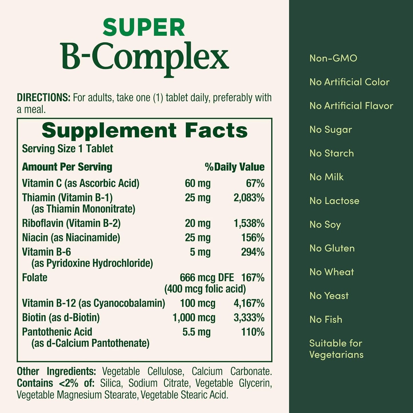 Nature's Bounty, Super Complejo B con Vitamina c y Acido folico, 150 Tabletas de rapida absorción