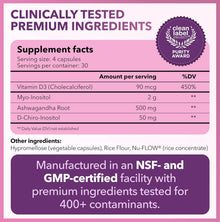 Myo & D-chiro inositol con ashwagandha y vitamina D3 120 capsulas de 2000 mg Intimate Rose