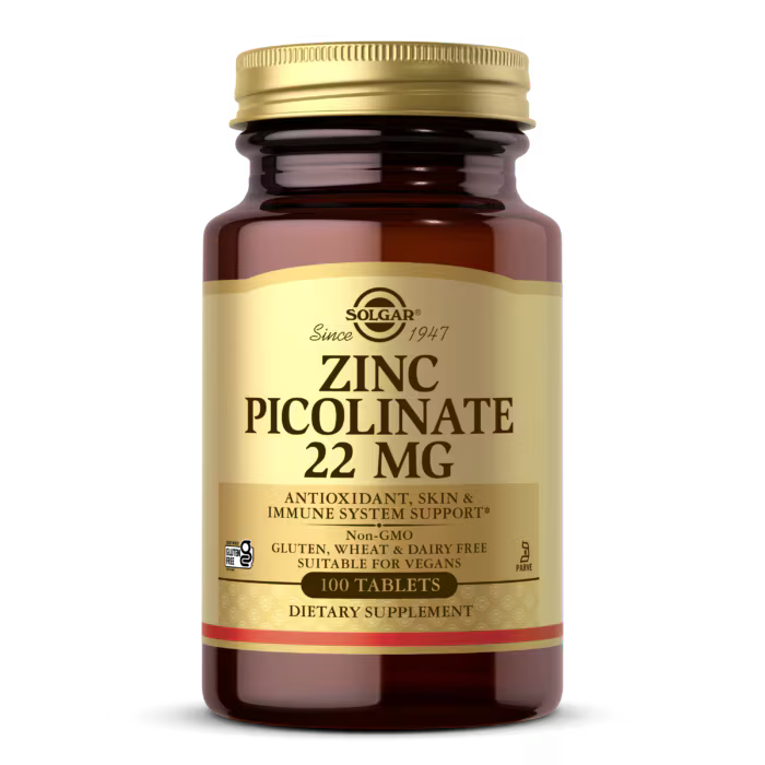 Solgar, Picolinato de zinc, 100 Tabletas de 22 mg