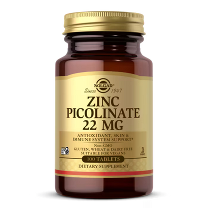 Solgar, Picolinato de zinc, 100 Tabletas de 22 mg